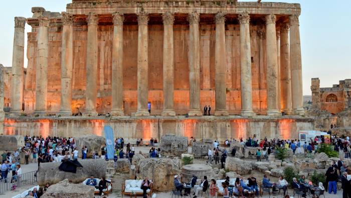 Imagen de archivo del festival de música que se celebra todos los años en las ruinas romanas de Baalbeck. (Líbano). Un impacto a tan sólo 500 metros del lugar ya ha hecho saltar todas las alarmas.