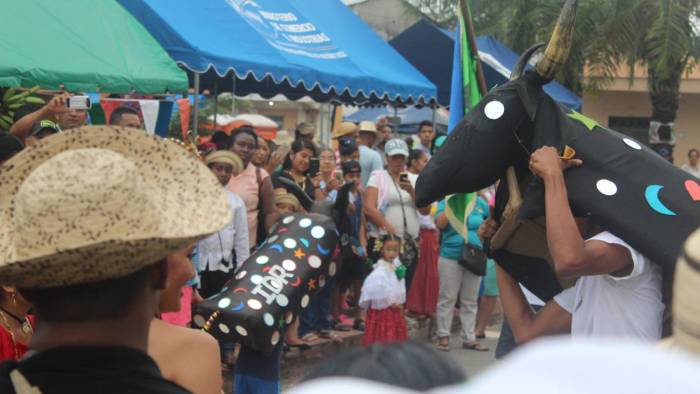 Cada artesano trata de que su toro se vea vistoso y sea el más admirado en su danza.