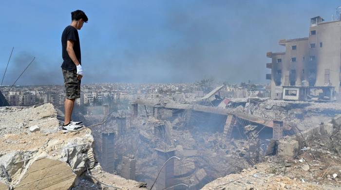 Cortina de humo en Líbano luego de un ataque de Israel.