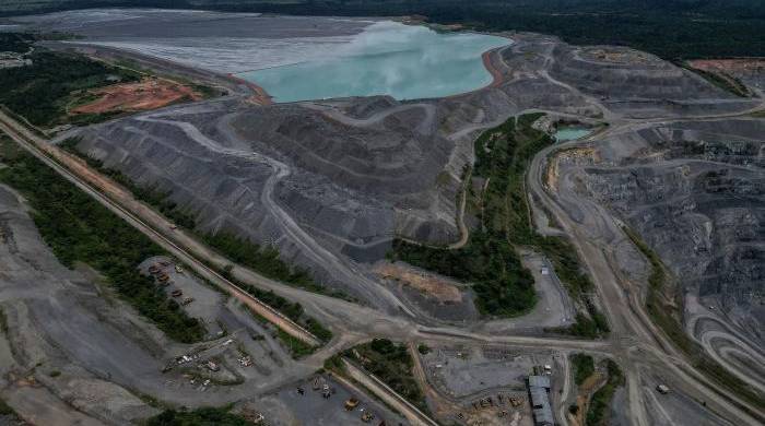 Vista aérea de la mina de cobre Sossego, estado de Pará, Brasil.