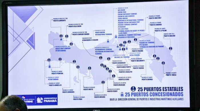 Mapa de la cantidad de puertos que cuenta el país