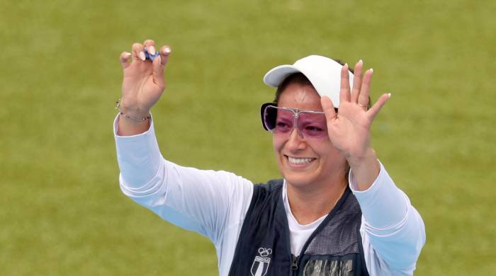 La atleta Adriana Ruano Oliva de Guatemala al momento de conocer su triunfo.