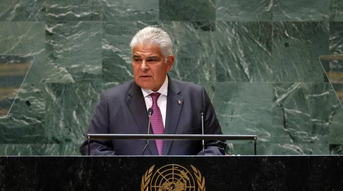 Presidente de Panamá, José Raúl Mulino, durante su discurso en la Naciones Unidas.