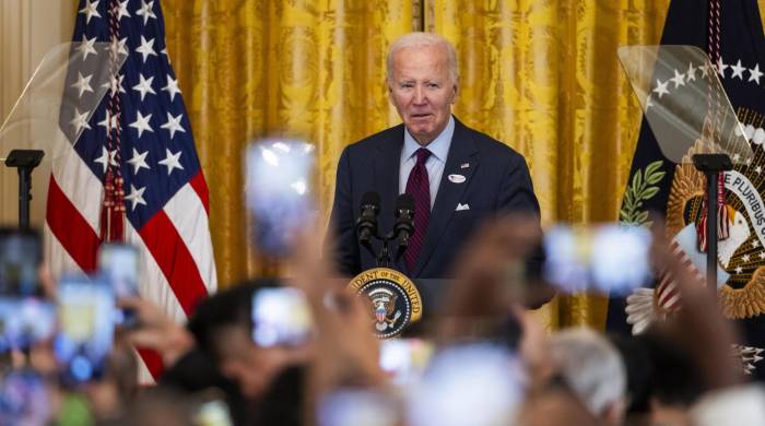 El presidente de Estados Unidos, Joe Biden, pronuncia un discurso durante una celebración de Diwali en la sala este de la Casa Blanca.