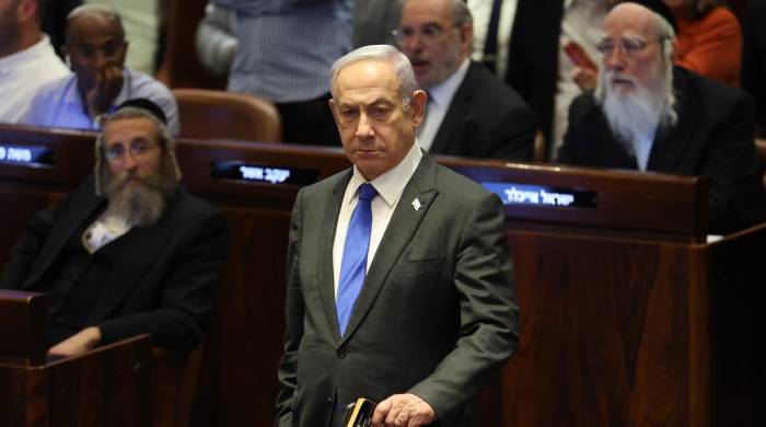 Imagen de archivo del primer ministro de Israel, Benjamín Netanyahu, durante una votación en la Knesset.