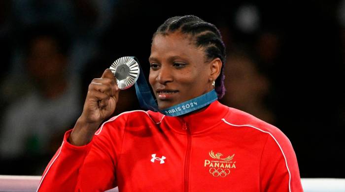 Atheyna Bylon durante la ceremonia de entrega de medallas.