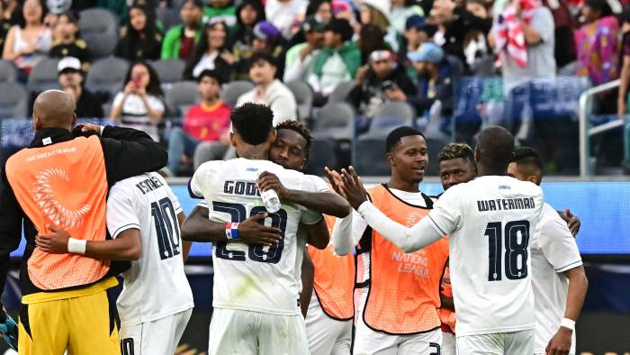 El equipo panameño celebra la clasificación a la final de la Liga de Naciones de la Concacaf 2024-2025.