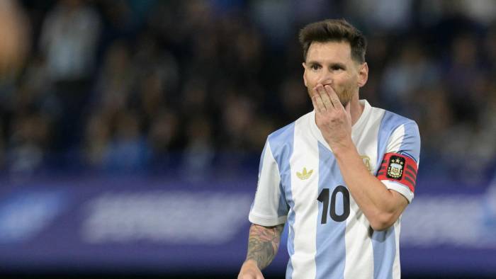 Lionel Messi durante un partido con la Selección Nacional de Argentina.