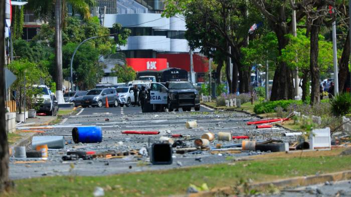 Imágenes de la avenida Balboa tras enfrentamientos entre Suntracs y la Policía Nacional.