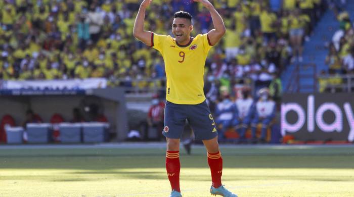 El delantero colombiano Radamel Falcao durante un partido con la selección de Colombia.