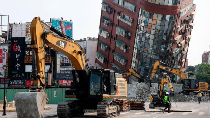 Una visión general de los daños causados por el terremoto en Hualien el 4 de abril de 2024. Al menos nueve personas murieron y más de 1.000 resultaron heridas el miércoles por un poderoso terremoto en Taiwán.