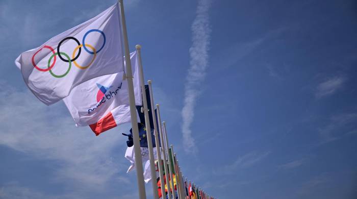 Bandera con el logo de los Juegos Olímpicos.