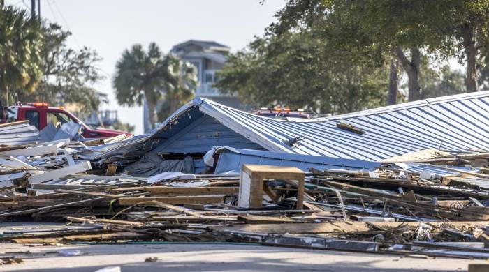 Vista de los daños dejados por el huracán Helene en Cedar Key, Florida, EE. UU., 27 de septiembre de 2024.