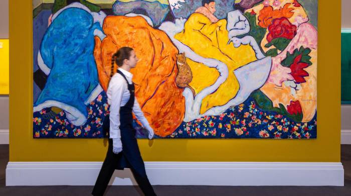 Uno de los cuadros en subasta de Anas Albraehe. Los colores de Beirut, en las pinturas de casi cincuenta artistas, en su mayoría de origen libanés, saldrán a la venta el martes 23 de abril en la casa de subastas Sotheby's de Londres. -