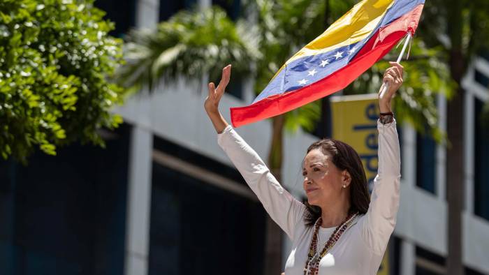 Fotografía de archivo de la líder opositora venezolana María Corina Machado. EFE/ Ronald Peña