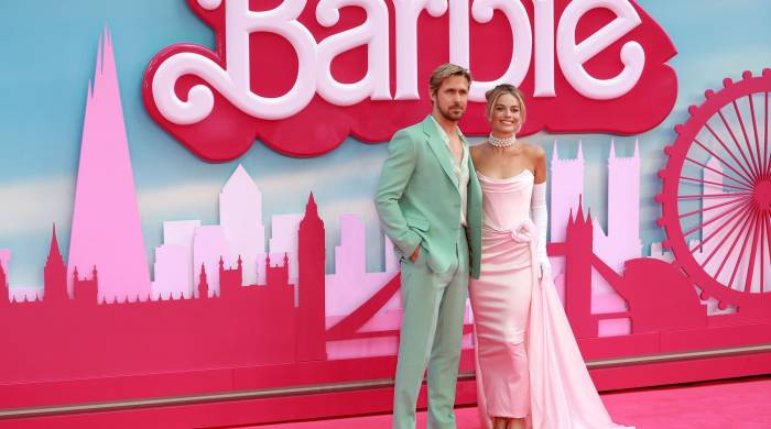 Ryan Gosling yMargot Robbie en una de las premier de la película ‘Barbie’.