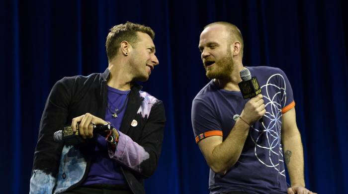 En la imagen de archivo, el vocalista de Coldplay, Chris Martin y su guitarrista, Jonny Buckland.