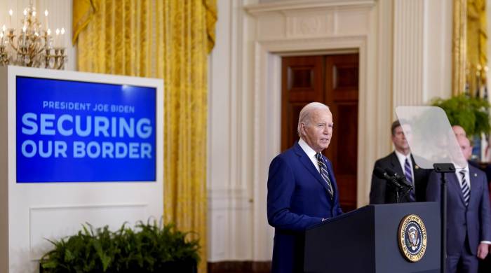 El presidente de EE.UU., Joe Biden, habla en la Casa Blanca, en Washington, DC.