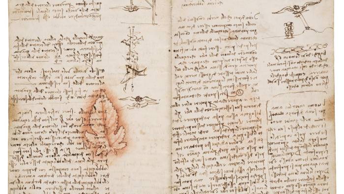 Fragmento del Códice del Vuelo de las Aves, de Leonardo Da Vinci.