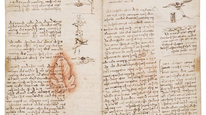 Fragmento del Códice del Vuelo de las Aves, de Leonardo Da Vinci.