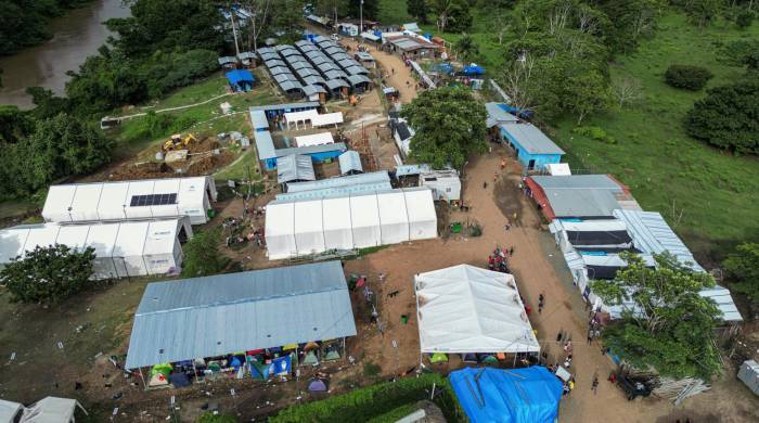 Vista aérea de la estación de recepción de migrantes en Lajas Blancas, provincia de Darién.