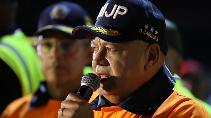 Fotografía cedida por prensa del Ministerio de Interior, Justicia y Paz del ministro de esa cartera, Diosdado Cabello.