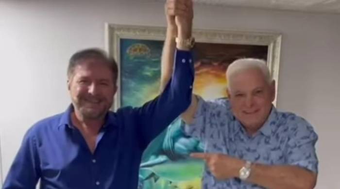 Roberto Henríquez, en su reciente visita al fundador de CD y actual presidente del partido Realizando Metas, Ricardo Martinelli.