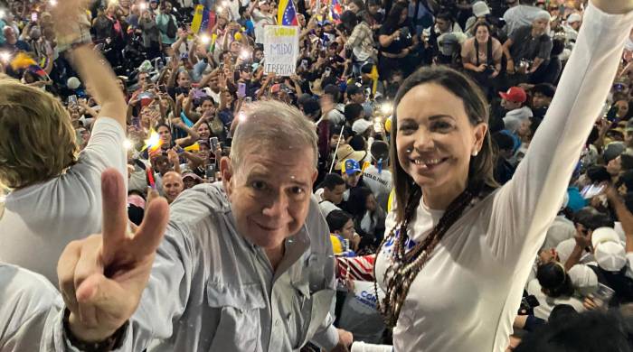 Cierre de campaña del candidato de la oposición Edmundo González Urrutia, en la que participó la dirigente María Corina Machado.