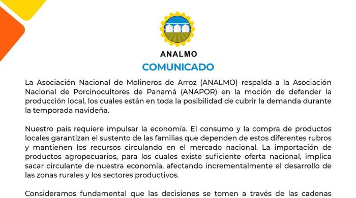 Comunicado de prensa de la Junta Directiva de la Analmo.