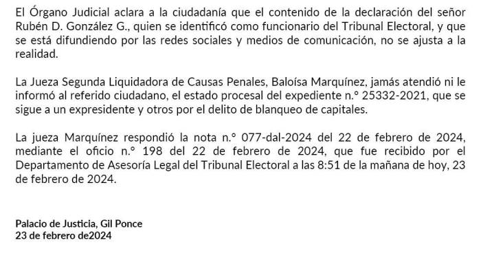 Escaramuza entre el TE y la Corte por el caso de Martinelli