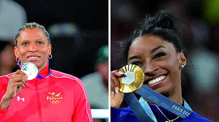 La medalla de Atheyna Bylon y el regreso de Simone Biles (Der.), dos hechos significativos de París 2024.