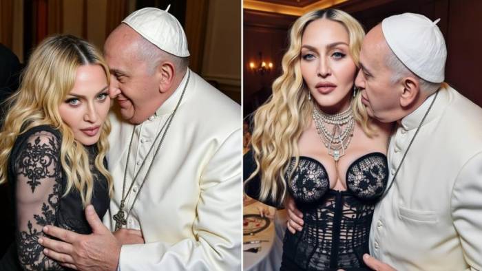 Montaje del Papa Francisco y Madonna creado por el diseñador de IA, Rick Dick.