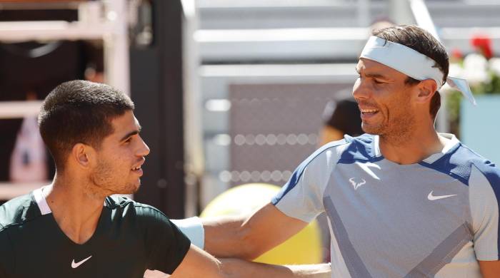 Los tenistas españoles Rafael Nadal y Carlos Alcaraz, en una foto de archivo. EFE/Emilio Naranjo