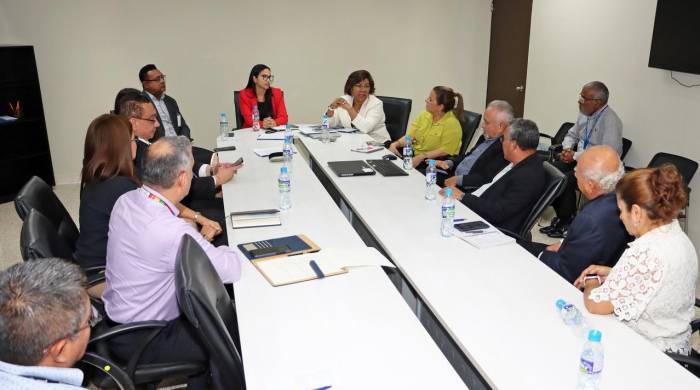 Momentos en que la coordinadora del Plan Estratégico de Gobierno (PEG), Rubilú Rodríguez, se reunió con Felipe Rodríguez, coordinador de la red de Centros de Competitividad Regionales.