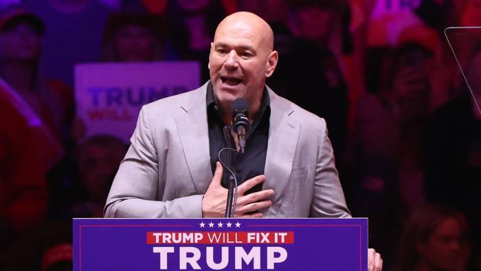 Fotografía de archivo de Dana White, empresario estadounidense y presidente de la UFC, durante un mitin realizado para el expresidente de EE.UU. y candidato presidencial republicano Donald Trump, en el Madison Square Garden de Nueva York, Nueva York, EE. UU., el 27 de octubre de 2024.