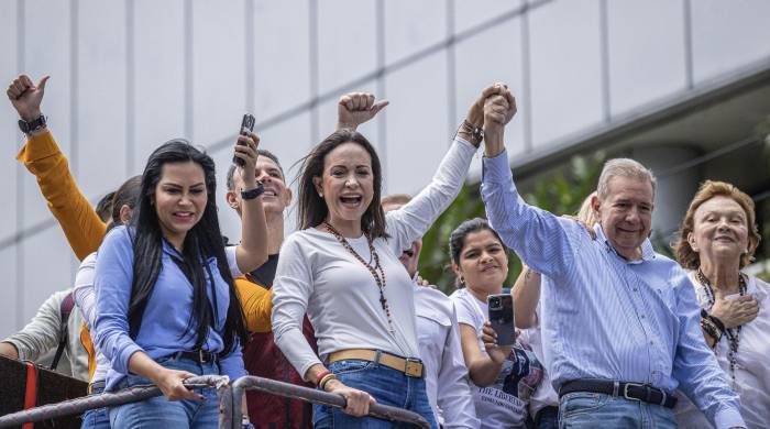 La líder opositora venezolana María Corina Machado y el candidato a la presidencia de Venezuela Edmundo González Urrutia.