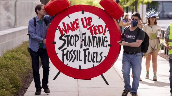 Imagen de archivo de una manifestación contra los combustibles fósiles.