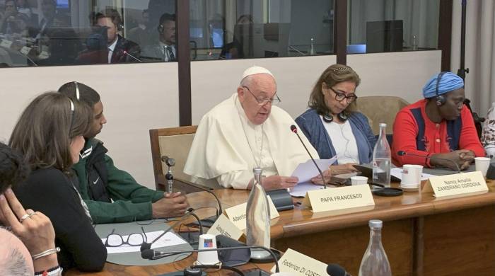 El papa Francisco durante su participación en la reunión de los Movimientos Populares organizada en el Vaticano.