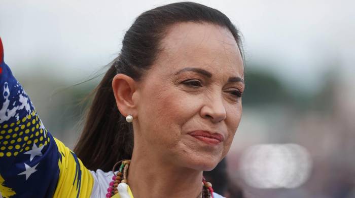 La líder opositora venezolana María Corina Machado participa este 17 de julio de 2024 de un recorrido político en Guanare, estado Portuguesa.