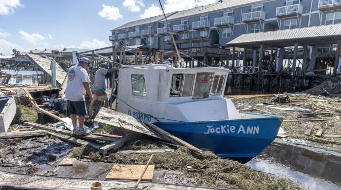 Vista de los daños dejados por el huracán Helene en Keaton Beach, Florida, EE. UU., 27 de septiembre de 2024.