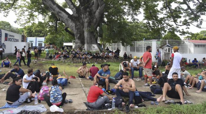 Migrantes en un refugio de Chiapas, México.