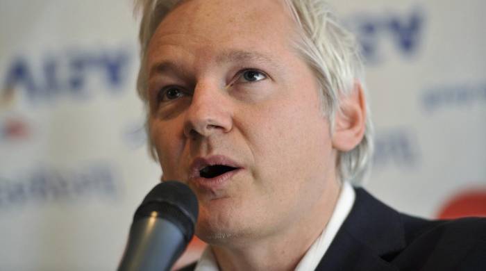 Fotografía de archivo del fundador de WikiLeaks, el australiano Julian Assange, en una rueda de prensa, el 24 de octubre de 2011, en Londres.