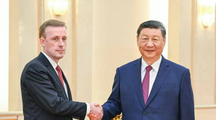 Imagen del encuentro entre el asesor de Seguridad Nacional de Estados Unidos, Jake Sullivan, y el presidente chino Xi Jinping.