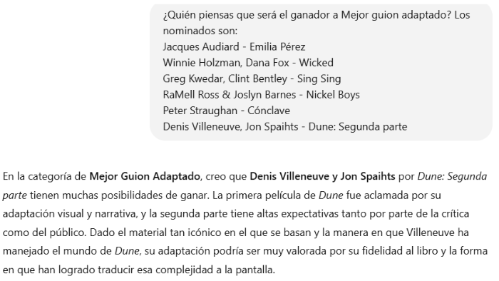 La herramienta de IA predice a Denis Villeneuve y Jon Spaihts como ganadores por Mejor guion adaptado para los Critics Choice Awards.