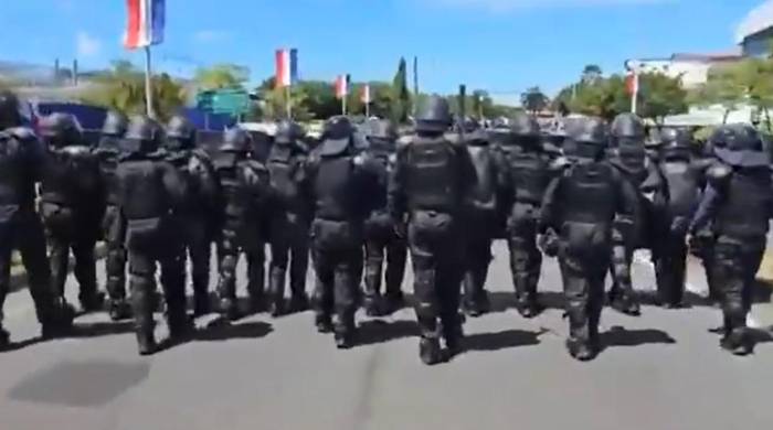 También hubo una manifestación en el sector en donde se ubicó la tarima principal en la ciudad de Colón.