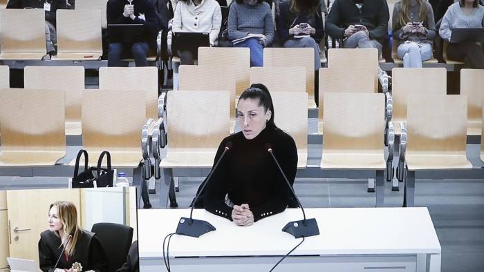 La futbolista Jenni Hermoso durante su declaración ante el juez.