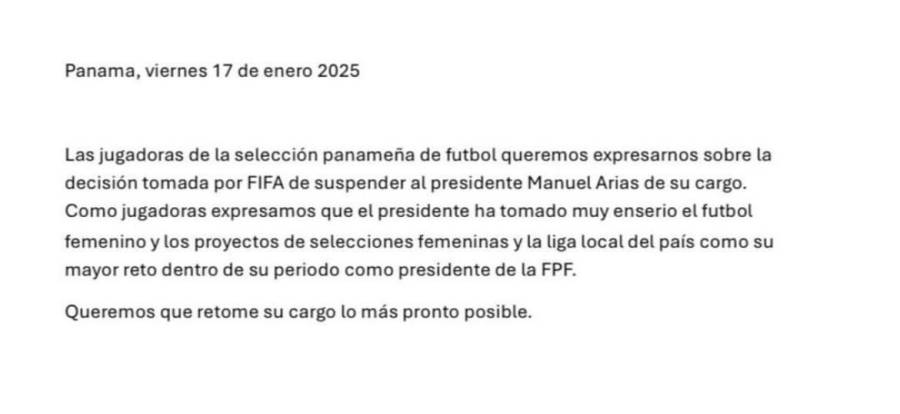 Jugadoras de la selección femenina se pronuncia sobre la sanción a Manuel Arias