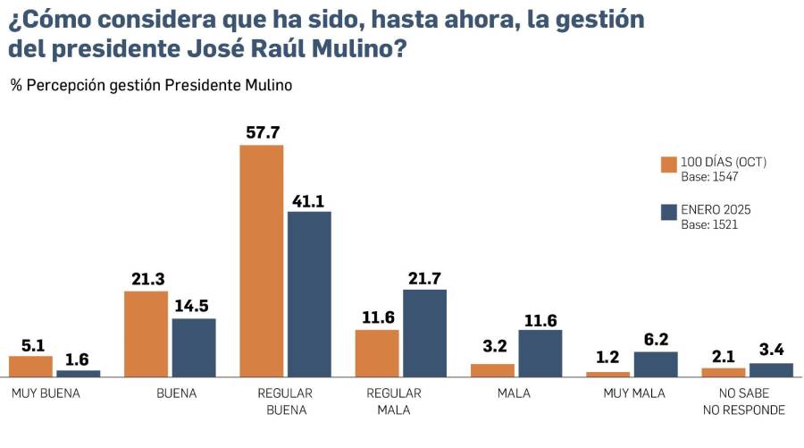 Popularidad y optimismo en la gestión de Mulino, a la baja